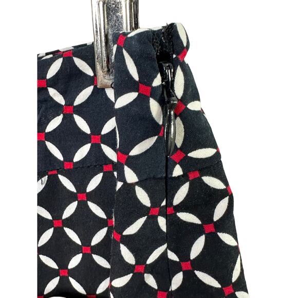 Ann Taylor Navy Blue & Red Patterned A-Line Skirt Sz 12P 12 Petite Pleats Lined - Picture 4 of 7